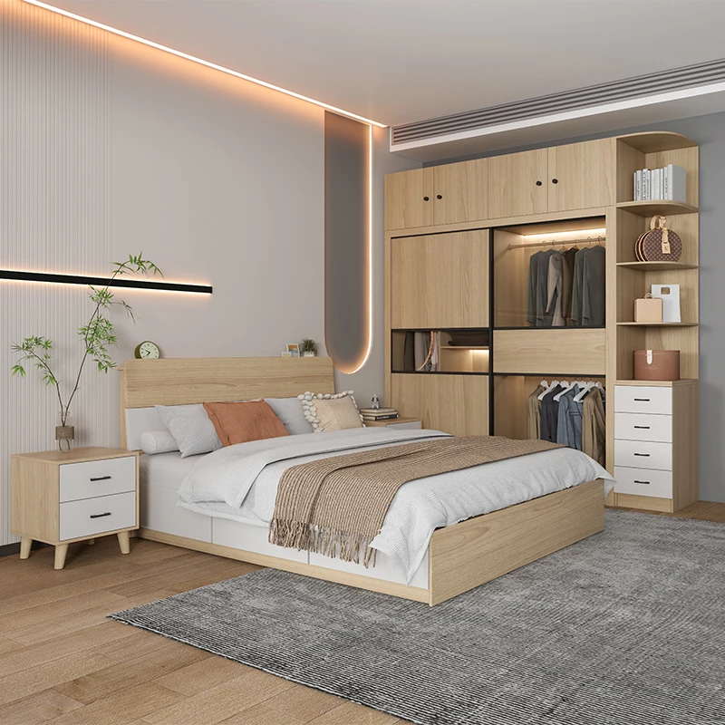 Nordic Wedding Bedroom Set Modern Minimalist Dressing Table Bedroom Set Cabinet White Camas Moderrnas Inteligentes Furniture