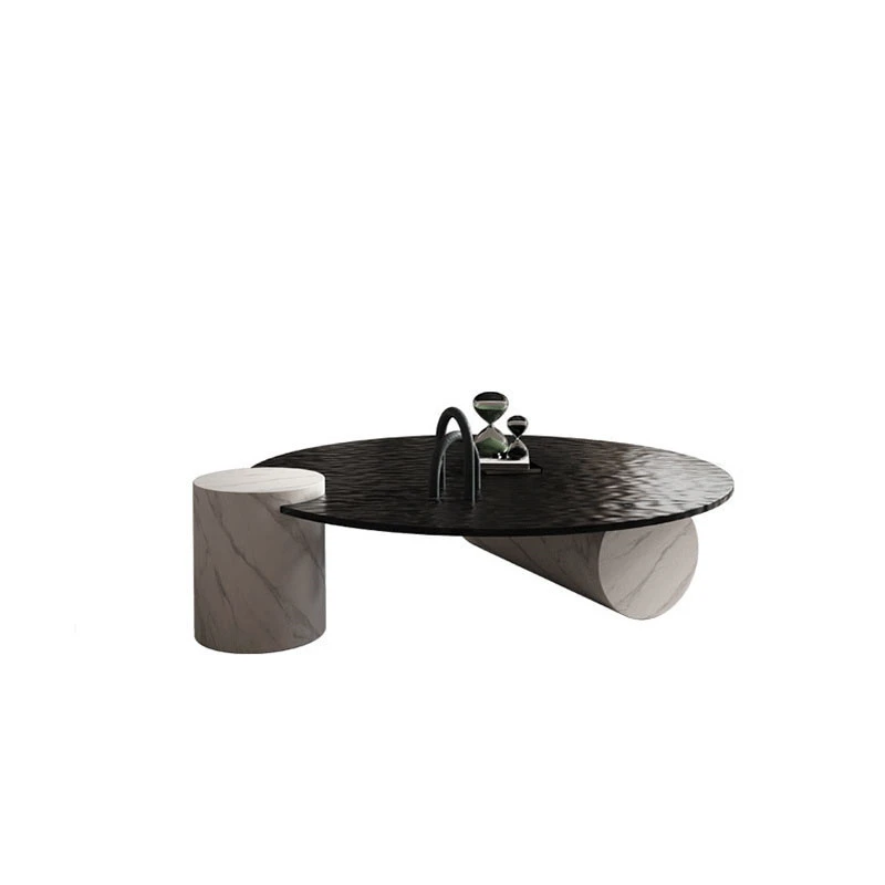

YY Coffee Table Modern Simple Home Living Room Water Ripple Tempered Glass Tea Table