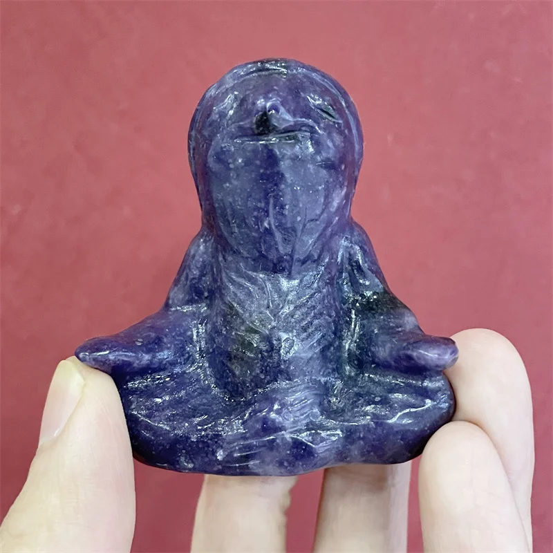 

6cm Natural Lepidolite Yoga Meditation Sloth Crystal Carved Polished Statue Healing Reiki Gemstone Craft For Halloween Gift 1pcs