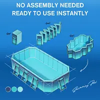 Piscine pliable, piscine non gonflable pour enfants, adultes et animaux domestiques, grande piscine portable pour enfants avec support métallique robuste 3