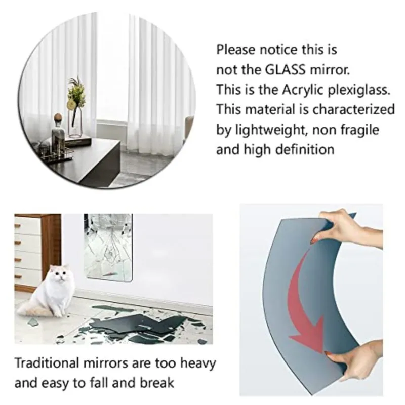4Pcs/Set Mirror DIY Art Round Wall Stickers Self-Adhesive Acrylic Sheet Mirror Removable Home Bedroom Decoration 10/15/20/30cm