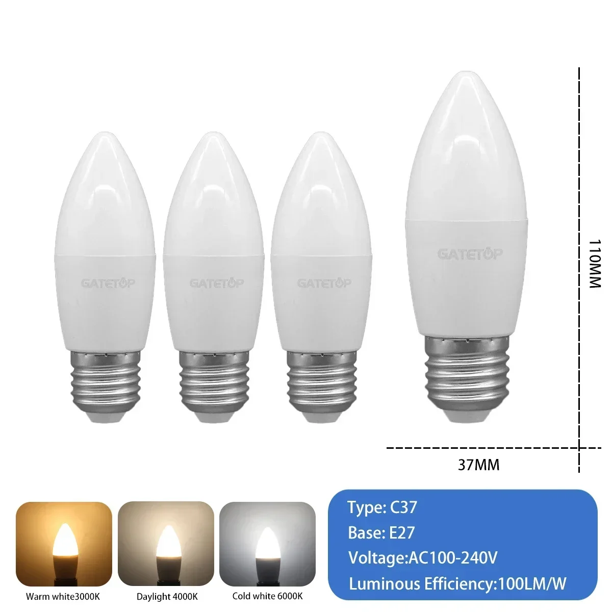 4pcs C37 E27