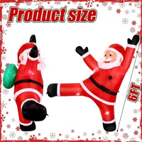 6 FT Tall Christmas Inflatable Hanging Santa Santa with Gift Bag Decorations Blow Up Climbing Santa with LED Lights Outdoor Toys 2