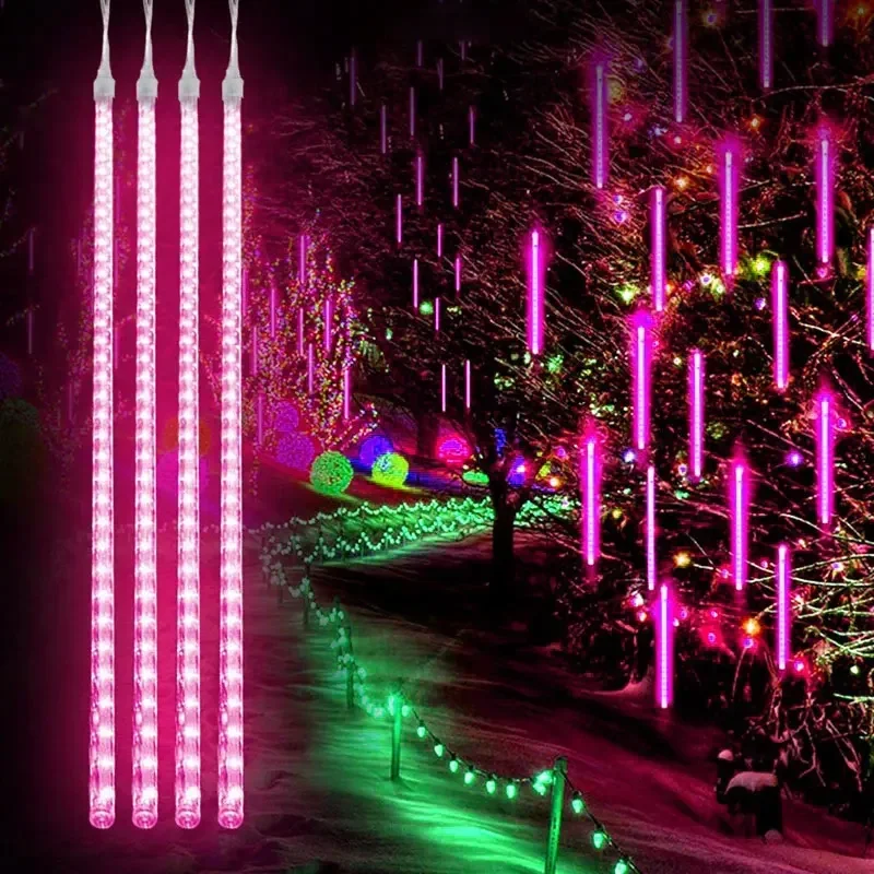thumbnail image 1 of 1/2/3/4 Set Meteor Shower Rain String Lights Street Fairy Garlands Christmas Tree Decorations for Outdoor New Year Garden Lights, 1 of 5