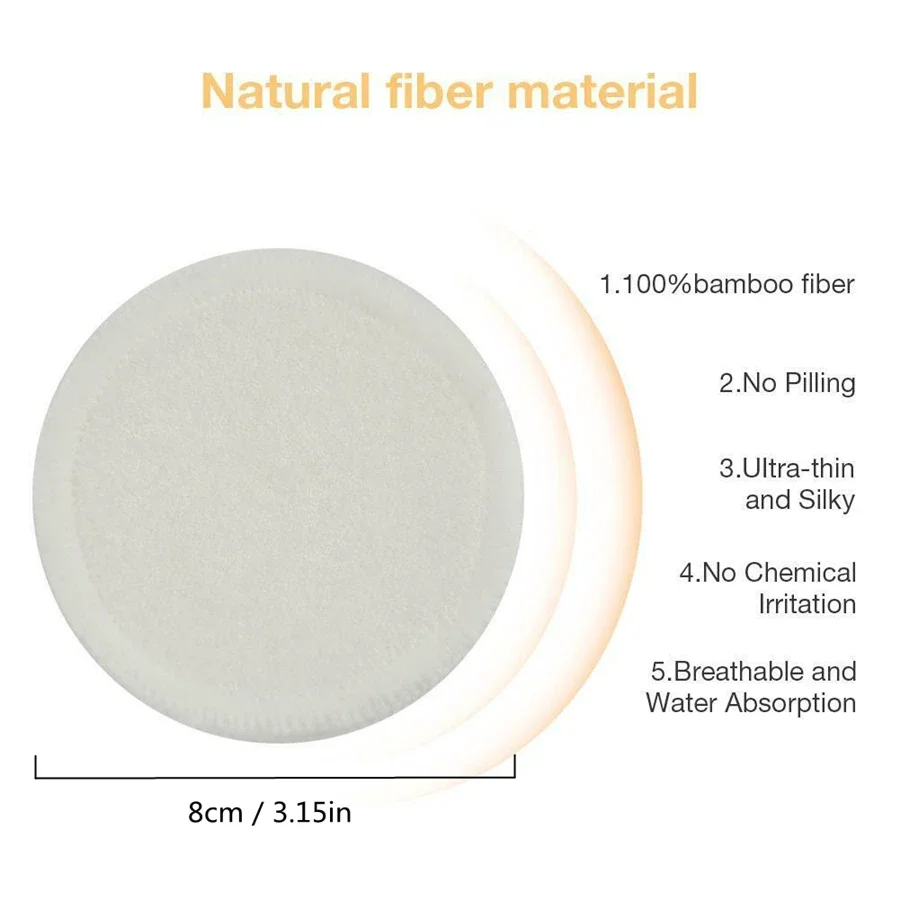 Reusable Bamboo Fiber Makeup Remover Pads 12pcs/Pack Washable Rounds Cleansing Facial Make Up Removal Pads Tools