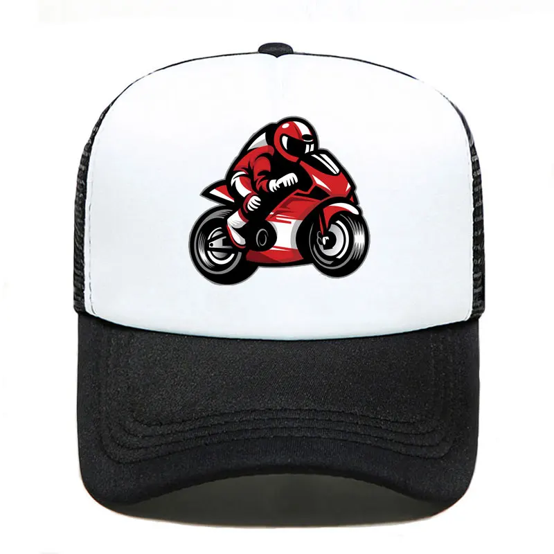 Men Women Parent-child motorcycle race biker Printing Baseball Cap Funny Casual Hats Mesh Visor Outdoor Sun Hat Adjustable Caps |