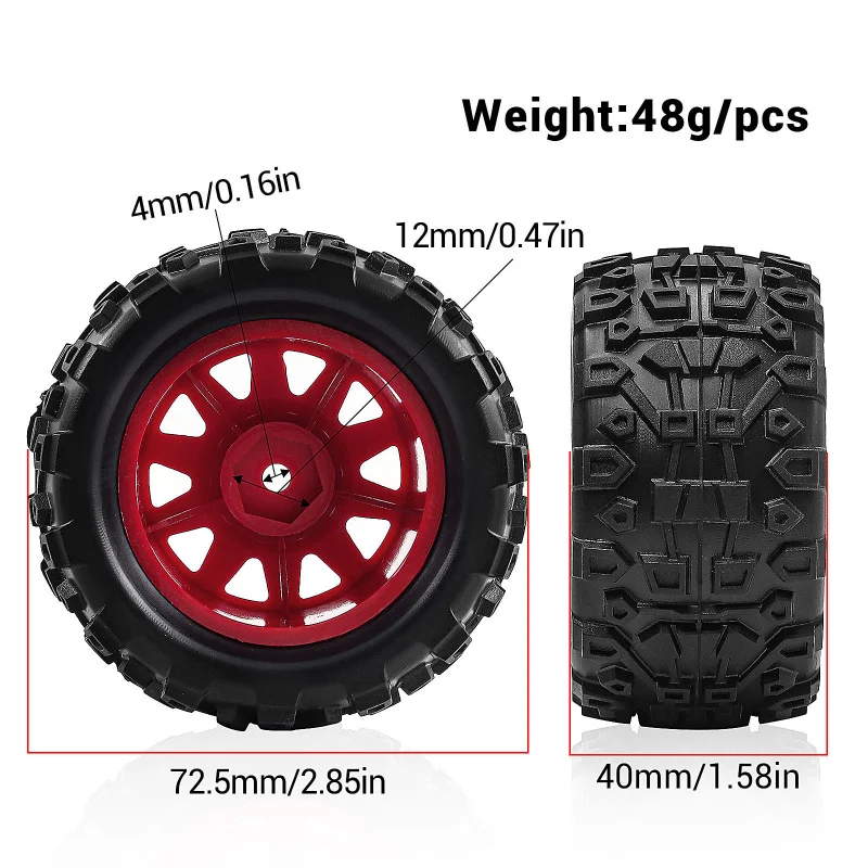 Pneus larges 1/18 ARRMA TYPHON GROM GRANITE - Lot de 4