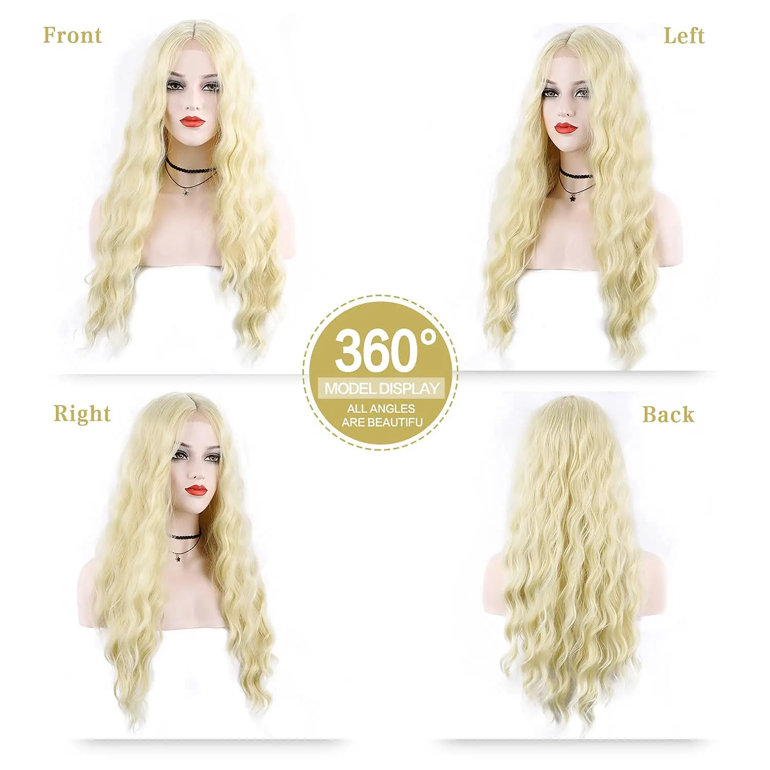 Long Syntheic Wigs for Women 30 Inches Wavy Lace Middle Part Natural Looking Silky for Daily Use Halloween