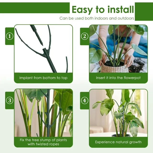 3/24PCS Twig Plant Support Brackets Stackable Green Plants Growth Stakes Detachable Monstera Climbing Stakes for Indoor Outdoor 5
