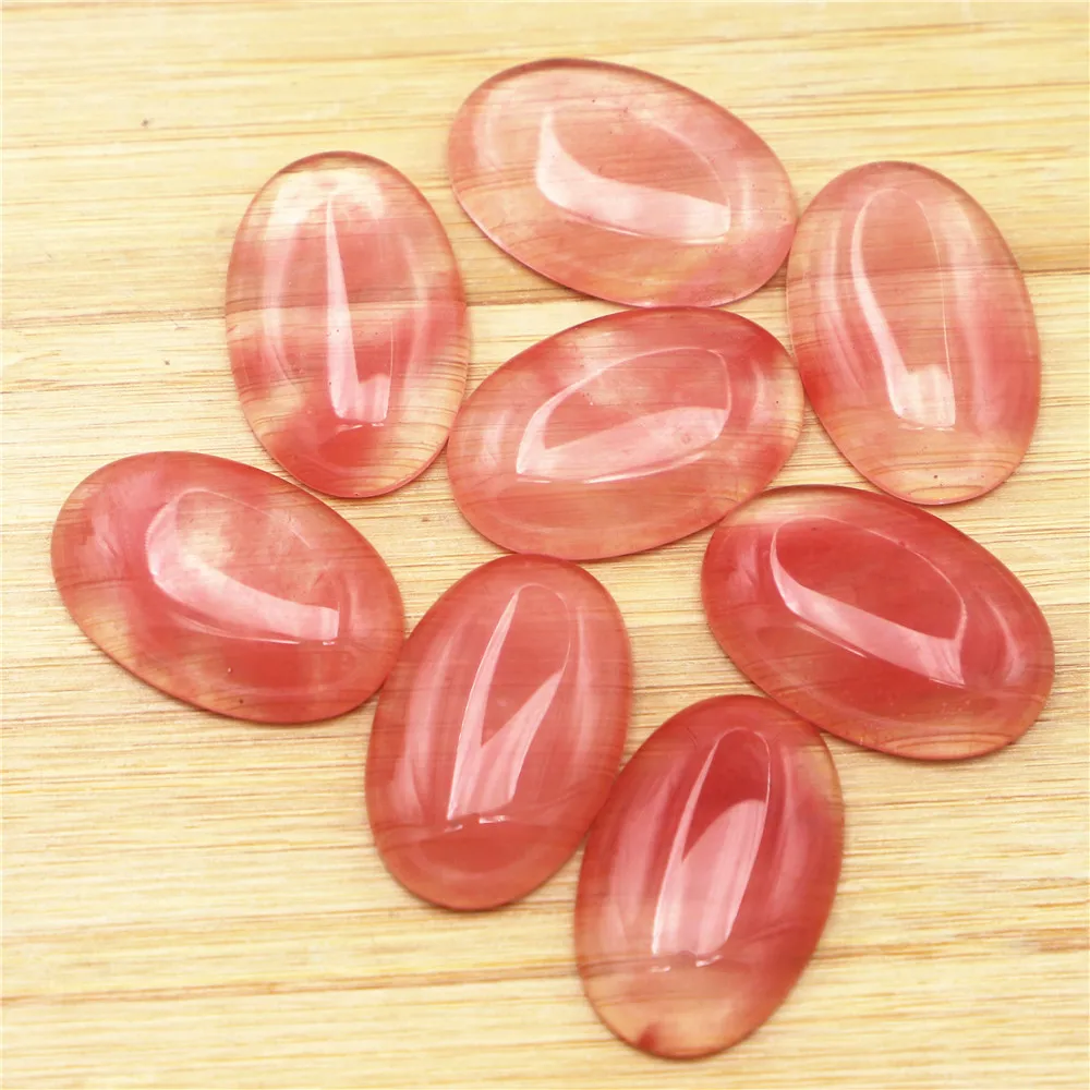 30x20mm Natural Stone Oval Cherry Quartz Cabochon Setting Beads Fit Women Jewelry Making Supplies 12Pcs Wholesale Free Shipping