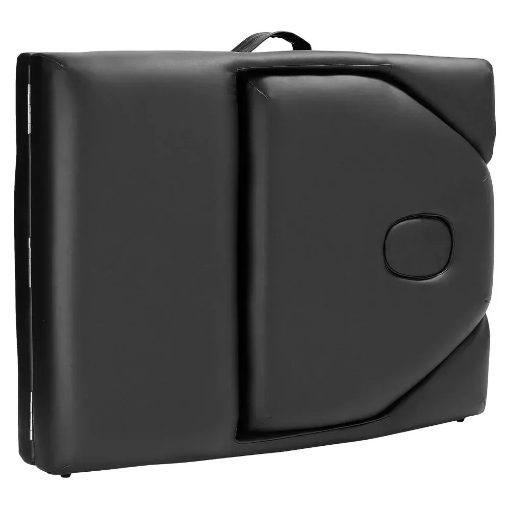 "Compact Black Massage Table with Adjustable Backrest for Professionals"