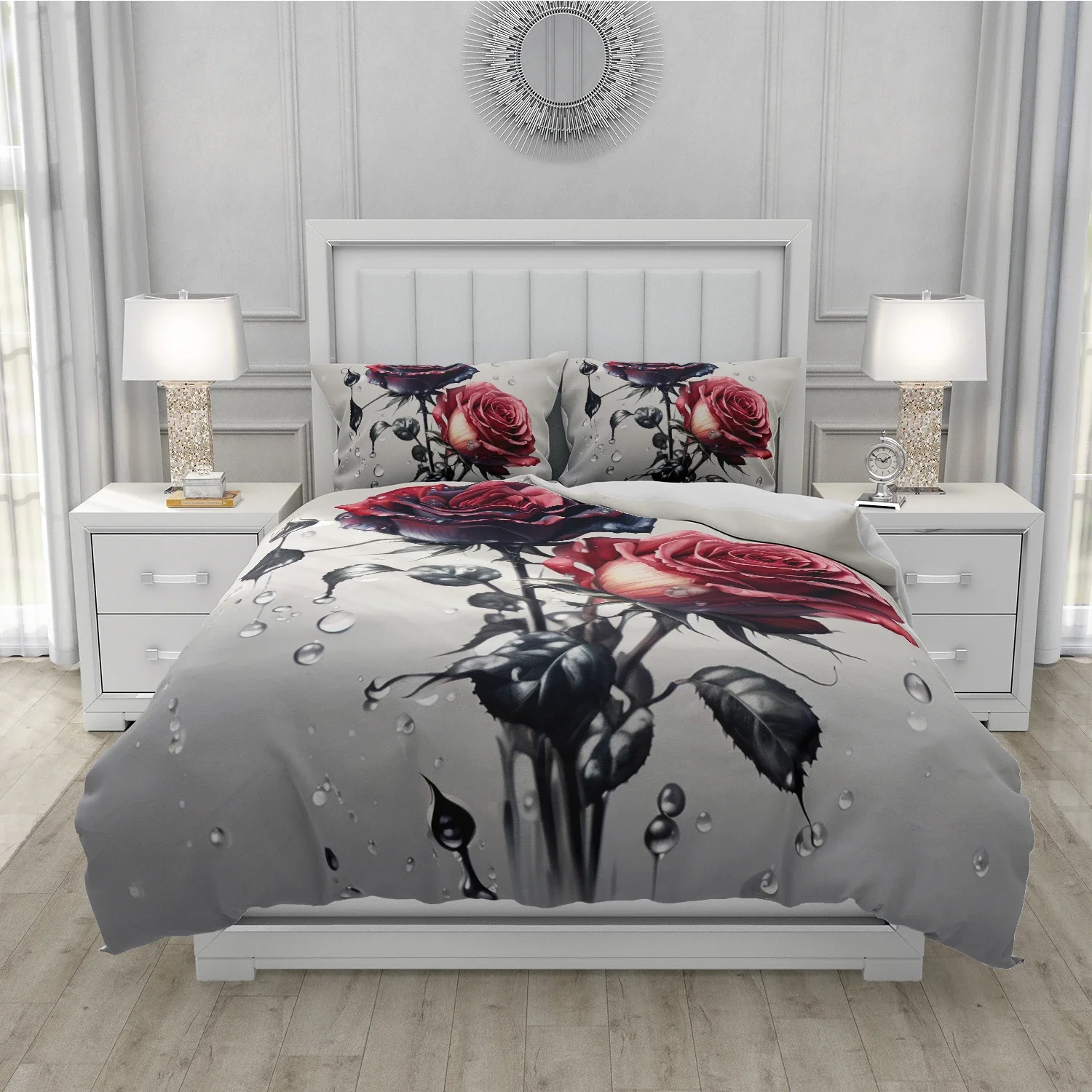 3D Floral Bedding set Duvet/Quilt/Comforter Cover sets Flower Bed Linen red rose Design Custom King Queen Full Size 260x240