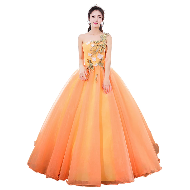 ruthshen Elegant Vestidos De 15 Anos One Shoulder Royal Blue / Orange Quinceanera Dresses Party Prom Gowns