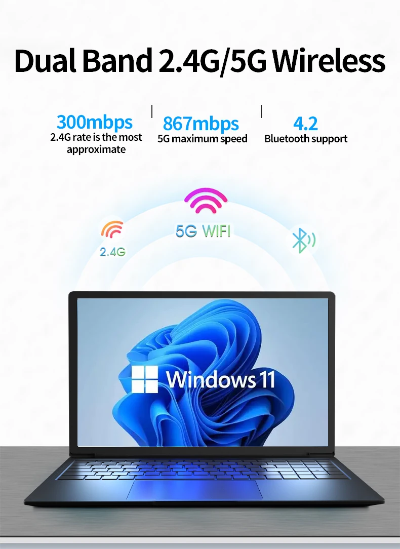 Laptop 15,6 Zoll 2K IPS 16 GB RAM 512 GB SSD Bürocomputer Billiger tragbarer Intel N5105 mit Fingerabdruckerkennung Windows 11