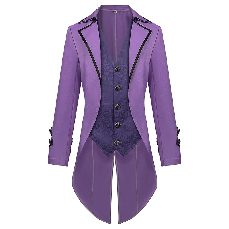Men Medieval Steampunk Tailcoat Renaissance Pirate Vampire Jacket Gothic Coat EB