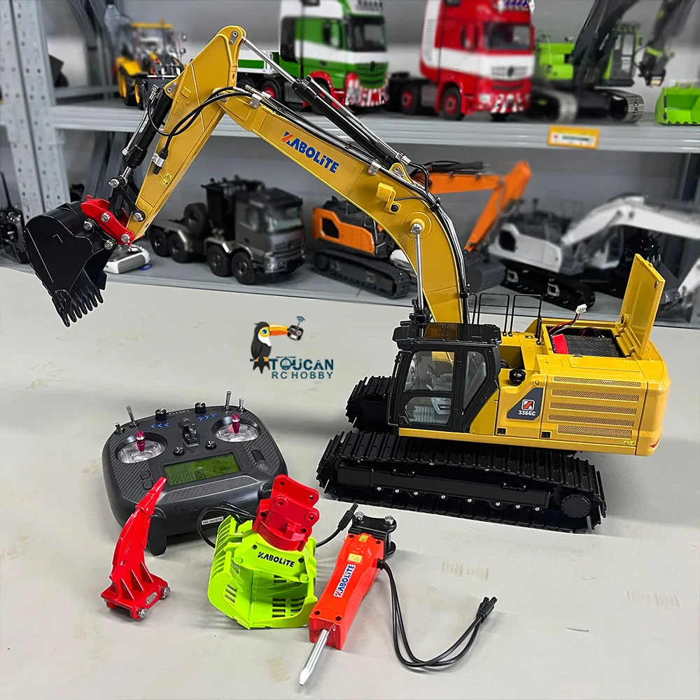 Kabolite 1/18 Huina Rc Upgrade K336Gc K961S Escavatore Idraulico In Metallo Modello Digger Car St8 Remote Ripper Hammer Claw W/Sound