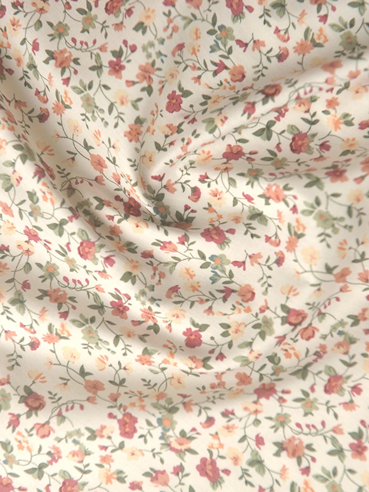 Autumn DIY Apparel Shirts Dresses Tablecloth Handmade Fabric Flower Twig Leaves Patterned Cotton 140x50cm