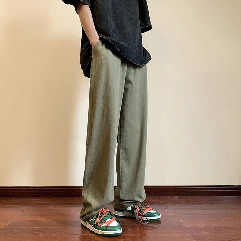 

Trousers Male Straight Brown Loose Men's Casual Pants Streetwear Harajuku Classic Cotton Summer Korean Style Sale New in Trend