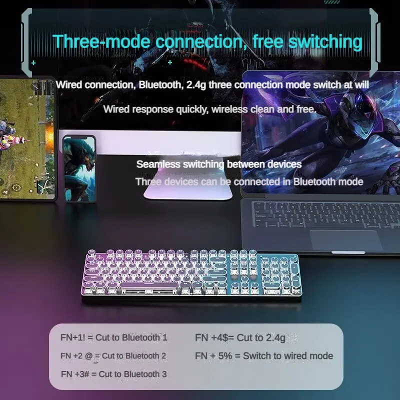 メカニカルキーボードEWEADN-TK950ワイヤレス,Bluetooth,3モード,rgb 