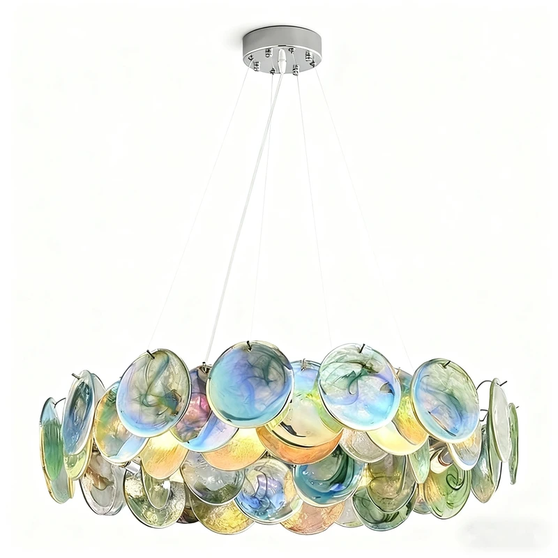 무라노 크리스탈 샹들리에 그린 글라스 행잉 램프 빈티지 우아한 실내 장식 E14 거실 침실 펜던트 조명