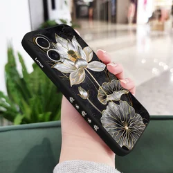 Elegant Black Lotus Silicone Phone Case Cover - iPhone 14 Plus (Black)