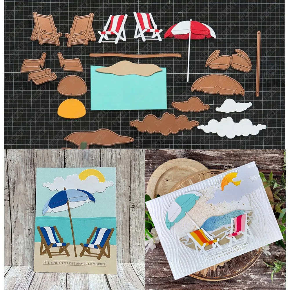 

Изысканные штампы для отпуска и побережья, поступление 2024, фотографический декоративный трафарет, тисненый шаблон, сделай сам, поздравительная открытка ручной работы