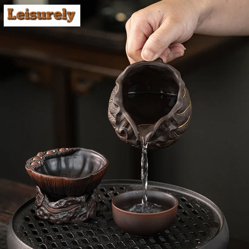 Creative Purple Clay Tea Strainer Filter Household Leaf Full Ceramic Hole Sea Gongdao Cup Set Acce Tea Ceremony Accessories Gift