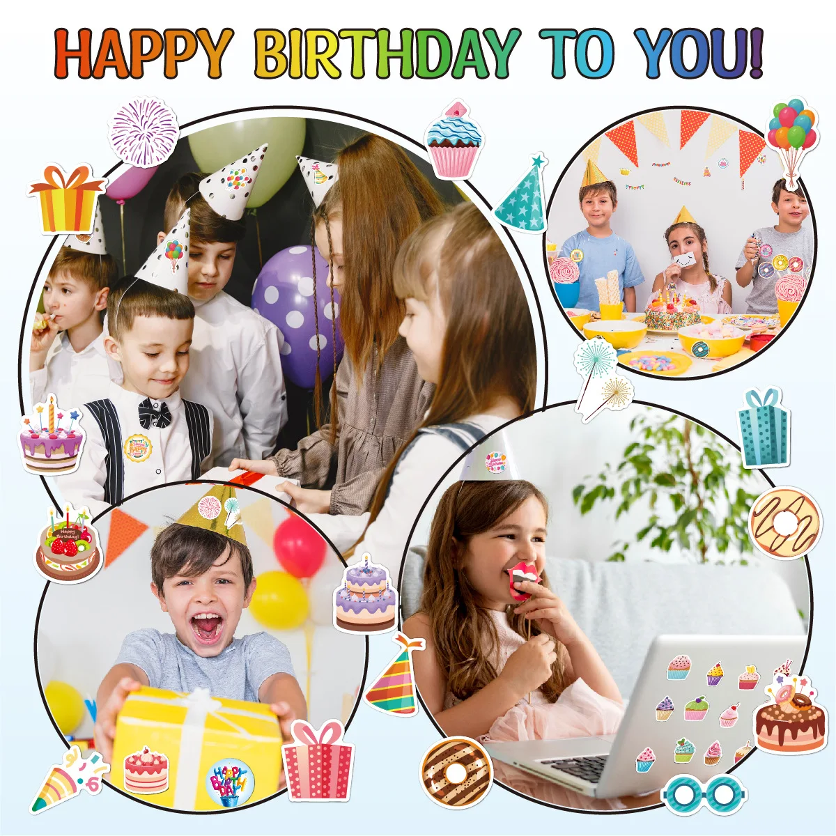 27pcs Cake Party Birthday Stickers For Laptop Scrapbook Ipad Phone