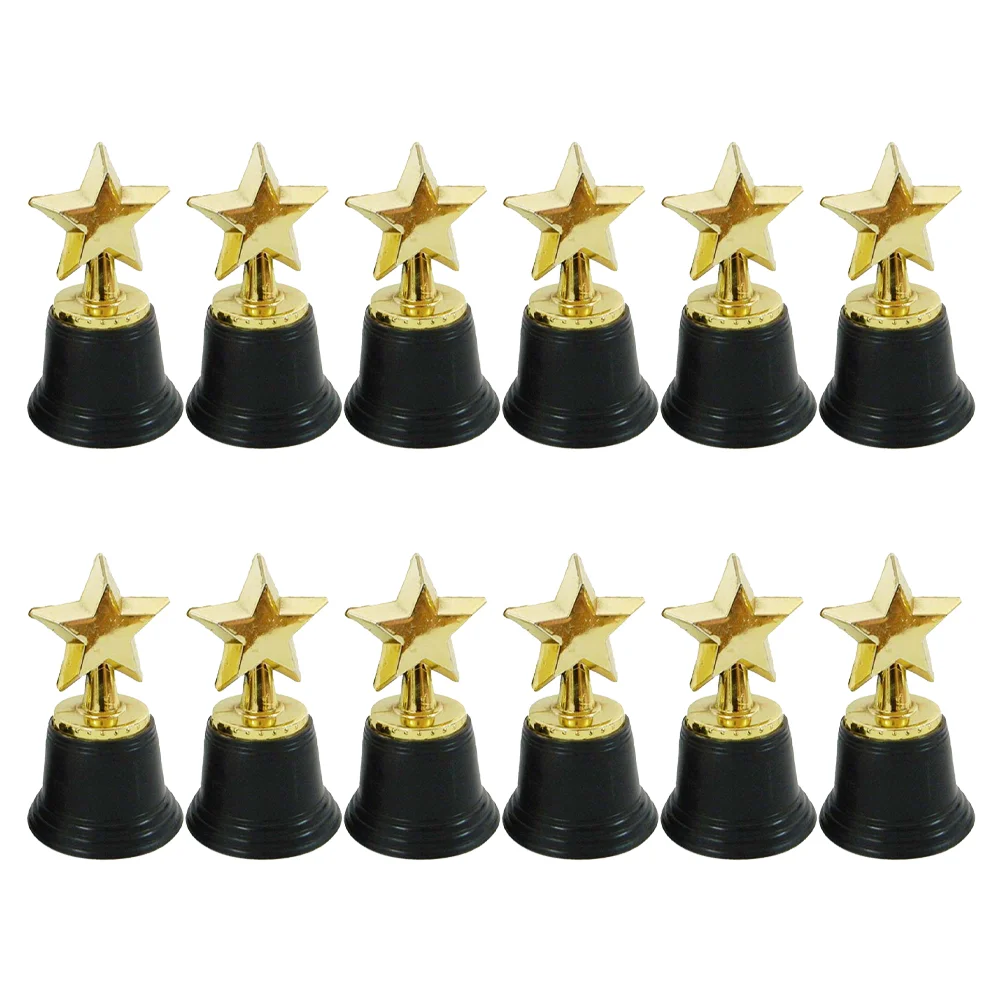 

Award Golden Mini Trophies Bulk Prizes Decor Plastic Reward Prizes Kindergarten Kids Gift Awards Trophy with Black Base