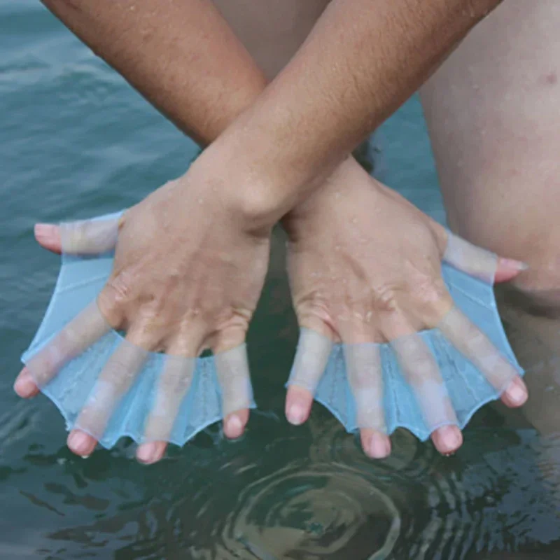Unisex Frog Type Silicone Girdles Swimming Hand Fins Flippers Finger Webbed Gloves Paddle Water Sports Accessories 1Pair swimming gloves,swimming paddles