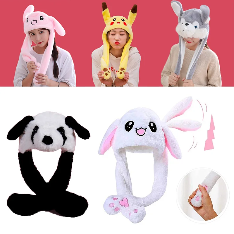 Rabbit Hat with Moving Ears Kawaii Cosplay Cute Bunny Hat Festival Holiday Birthday Funny Gift for Kids Boys Girls