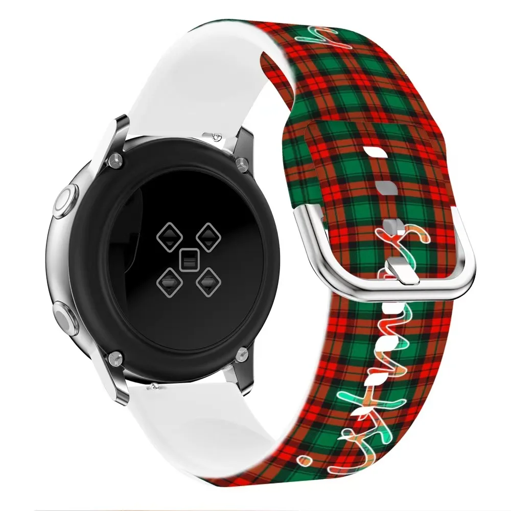 Christmas-Themed Silicone Watch Strap with Festive Prints