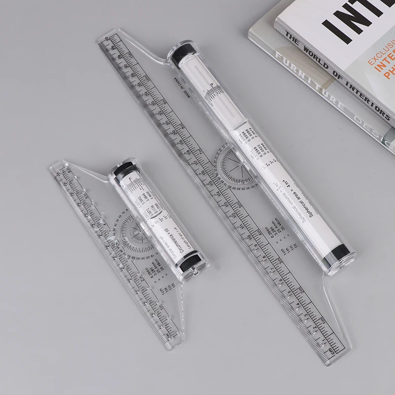 【Nice】앵글 라인 자 15cm 30cm 다기능 드로잉 도구 미터법 롤링 자 투명 평행 롤링 자