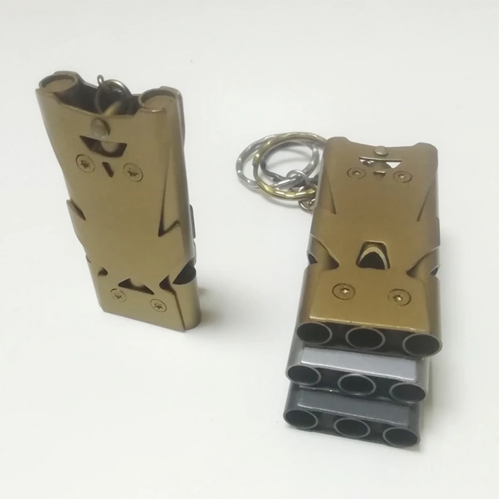 Metal Three Holes Stainless Steel High Decibel Pealess Camping Whistle for Outdoor Survival Sports Whistles