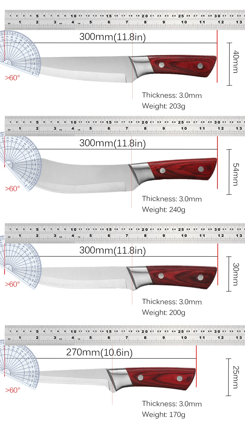 Butcher Kitchen Knives Set Sharp Stainless Steel Cleaver Boning Knife for Meat Bone Fish Fruit Vegetables Slicing Chef Knife