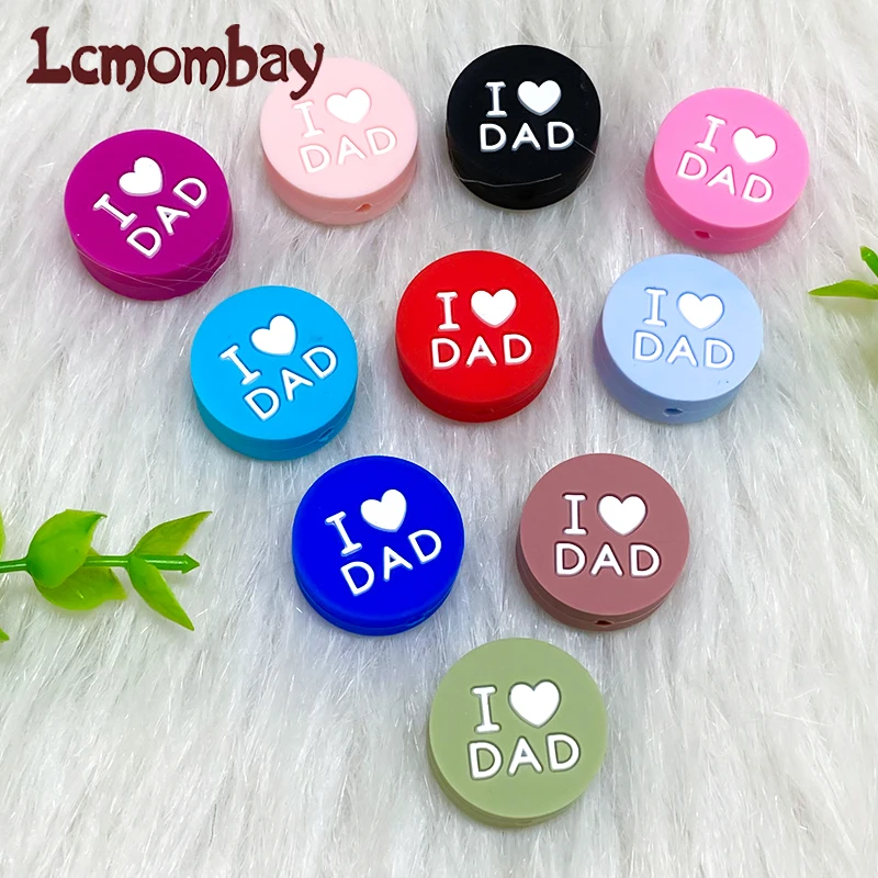 10Pcs New Love DAD Silicone Beads Make Bracelets DIY Pacifier Chain Baby Teething Toy Jewelry Accessories teething toys pacifier chain pacifier accessories teething beads baby silicone accessories