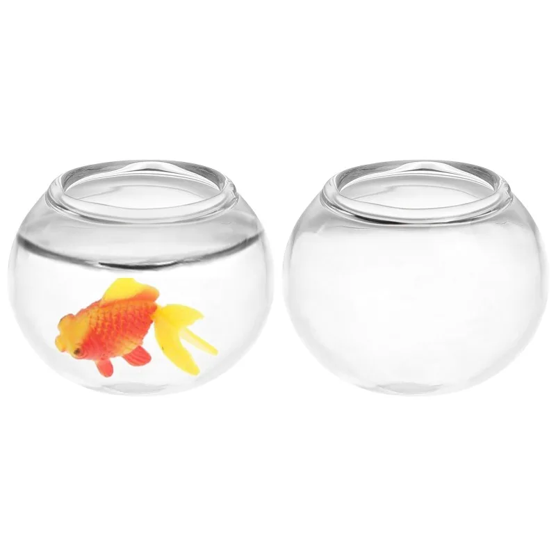 Miniature Decoration Playing House Fish Tank Simulation Goldfish Bowl Aquarium Decoration Fish Tank Accessories 2Pcs