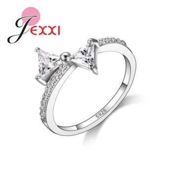 Simpatici anelli Bowknot per fidanzamento nuziale Anello in argento sterling 925 color moda donna Accessori Anel Bei regali