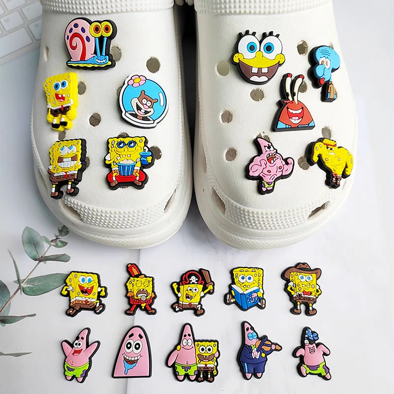 

1pcs Sponged Bobs Anime Shoe Buckle Crocodile Charms Cartoon Accessories Patricks Stars Garys Squidwards Tentacles Shoes Gifts