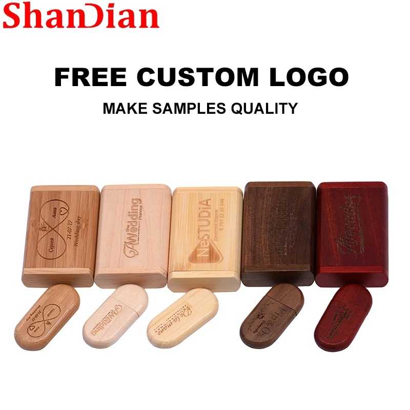 

SHANDIAN 1pcs Free Logo Wooden flash drive 128GB Pen drive 64GB 4GB 16GB 32GB GIFT LOGO Wedding Photography Gift Memory Stick