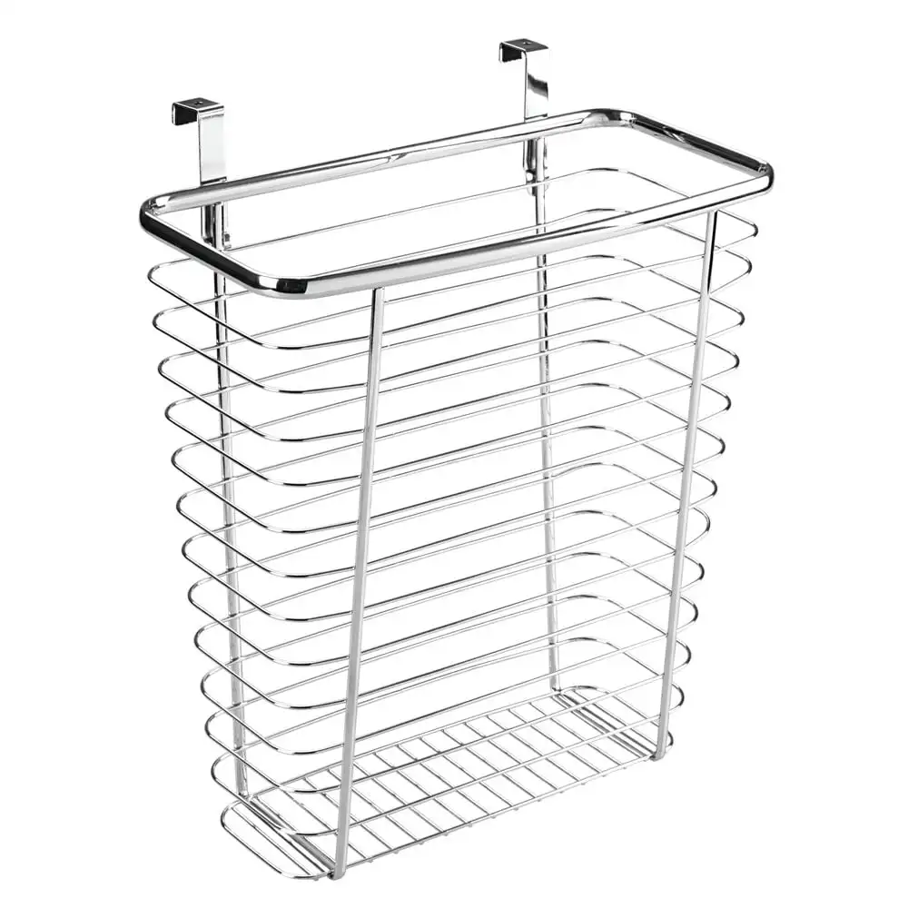 

Axis Steel Over the Cabinet Storage Basket Organizer, Waste Basket, for Aluminum Foil, Cleaning Supplies, 7" x 12" x 14", Chrome