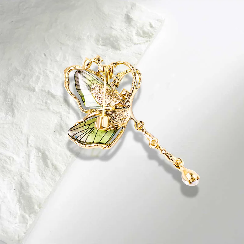 여성용 럭셔리 술 나비 요정 브로치, 라펠 핀 배지, 크리스탈 라인스톤 가디건 클립, 배낭용 쥬얼리