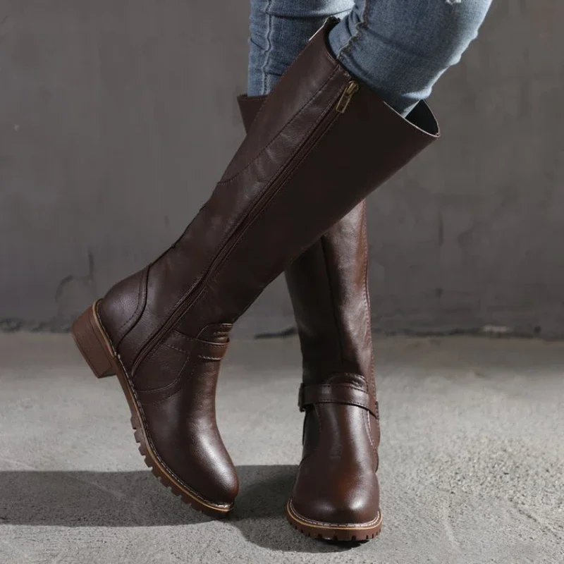 Shoes Women Boots Fashion Comfortable Waterproof Brown Long Boots for Women Plus Size Thigh High Boots Botas De Mujer 2023