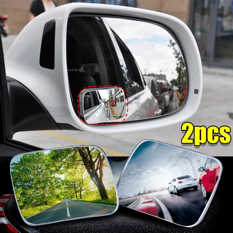 

2pcs Car Blind Spot Mirror 360 Degree Rotating Frameless Auxiliary Rearview Mirror Auto Motorcycle Wide Angle Sector Mirrors