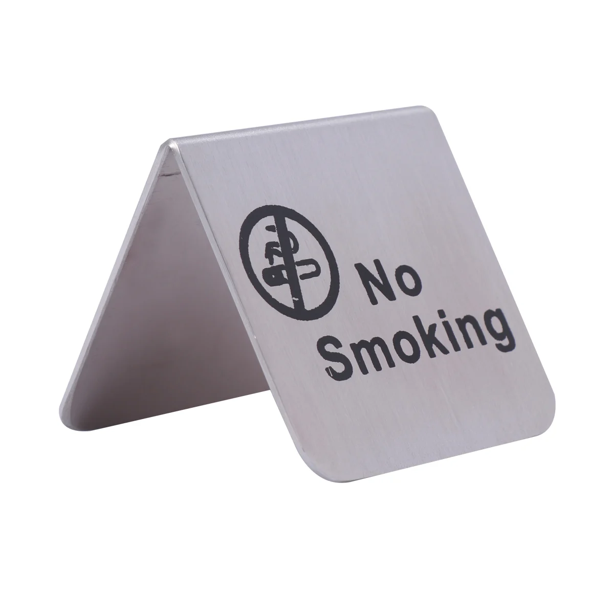 

Emblems Tent No Smoking Table Sign Metal Dining Stainless Steel Double Side Desktop