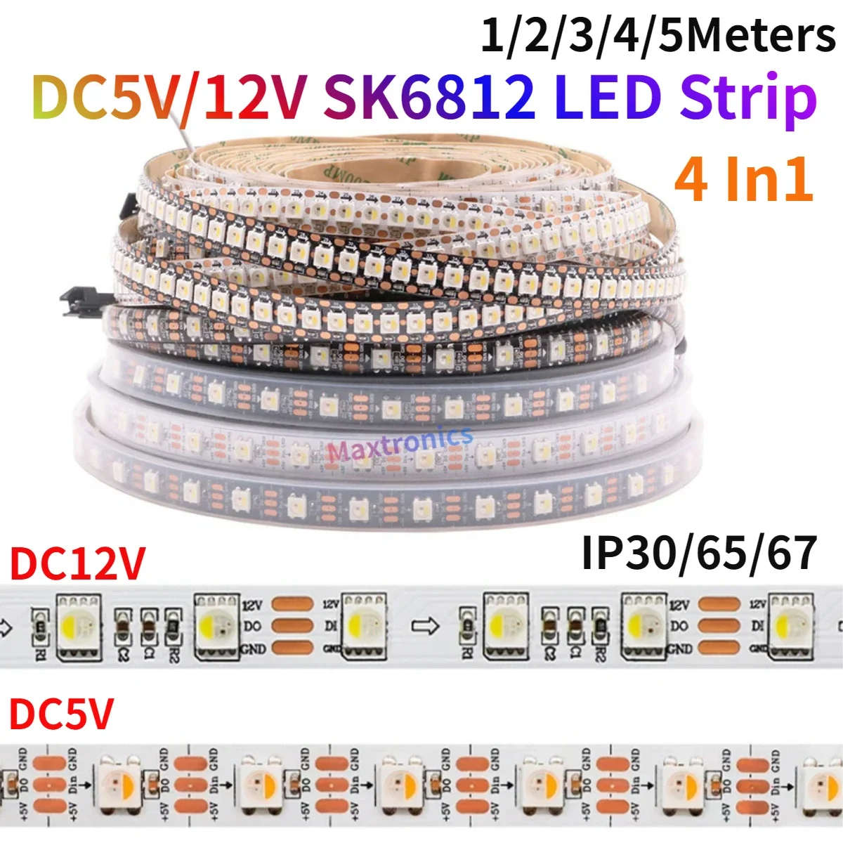 1-5M Smart Dc5V/12V Sk6812 Led Strip Light 4 In 1 Rgbw/ Rgbww Programmazione Indirizzabile Individualmente Smd5050 Lampade Pixel Flessibili