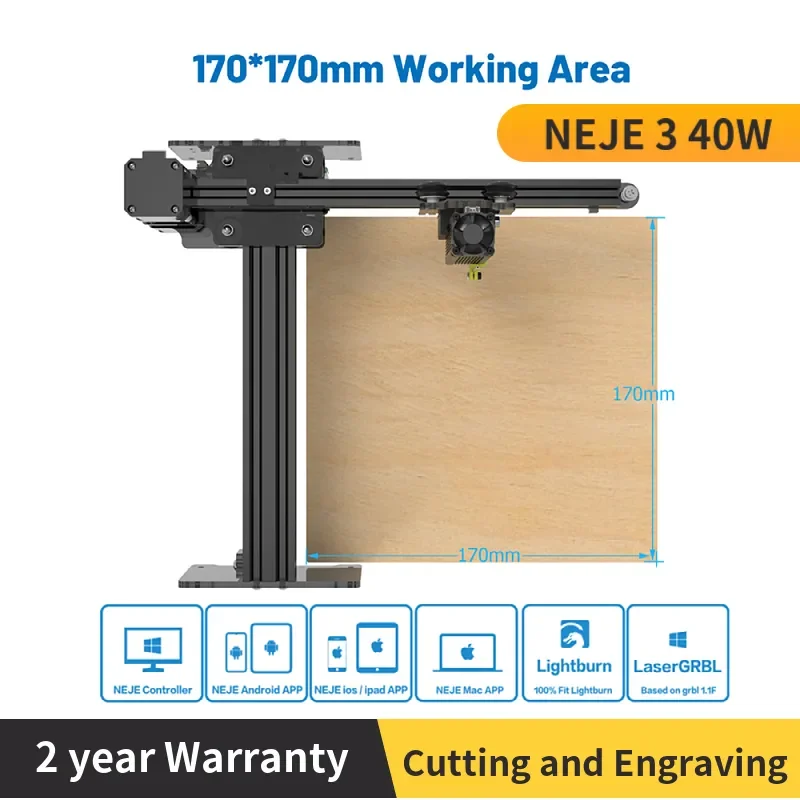 

NEJE 3 40W Laser Engraver 170*170mm Desktop Laser Printer N30820 Output 5.5W-7.5W CNC Router Engraver Cutter Laser Wireless APP