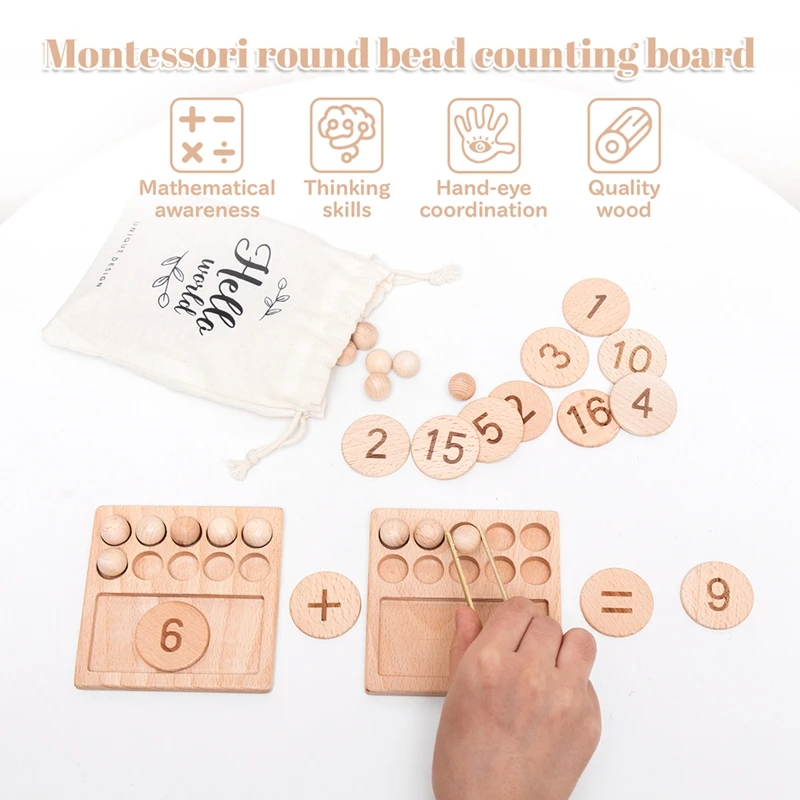 Montessori Kids Wooden Cognitive Ten Grid Number Counting Math Game Educational Toys For Kids Early Childhood Preschool Training 3