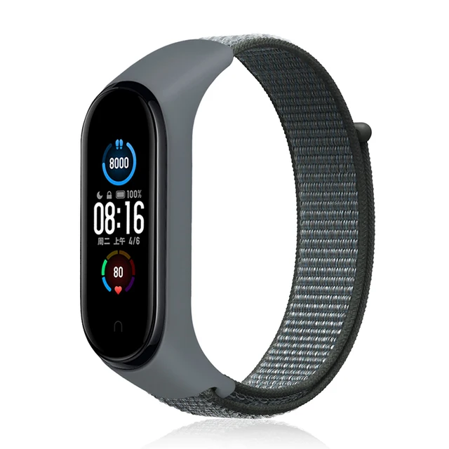 Nylon Strap For xiaomi mi band 6 Bracelet watchband pulsera correa Strap Miband Bracelet Wristband Sport loop Mi band 5 4 3 Stormy Grey 8