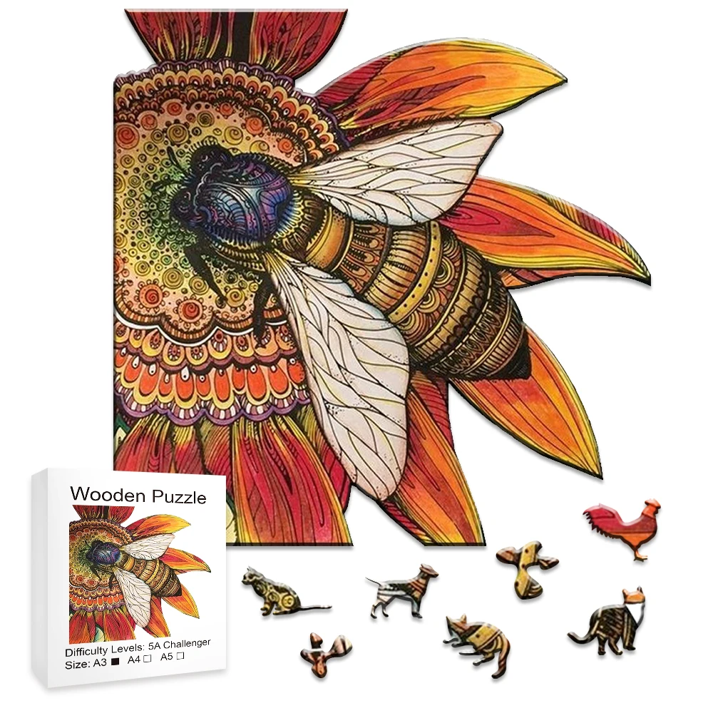 Wooden Animal Puzzle for Adults Kids Bee Puzzle Child Toys Gifts Games Wooden Puzzles Jigsaws wooden toys montessori educational jigsaw puzzles wooden jigsaw puzzles educational puzzles